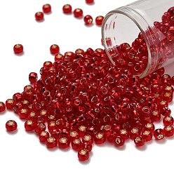 (25C) Silver Lined Ruby Тохо 6/0 круглые бусины, японский бисер, (25 c) рубин, облицованный серебром, 4 мм, отверстие : 1.5 мм, Около 168 шт / 10 г