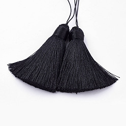 Black Nylon Tassels Big Pendant Decorations, Black, 154mm