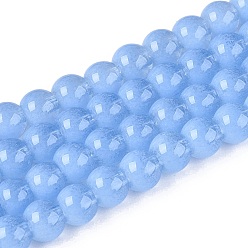 Васильковый Прозрачные стеклянные нити, имитирующие кошачий глаз, круглые, васильковый, 5.5~6 мм, отверстие : 0.9~1 мм, около 146~149 шт / нитка, 30.31~31.5 дюйм (77~80 см)