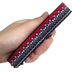 Красный 6.8m жаккардовая лента с цветочным рисунком в этническом стиле из полиэстера, красные, 3/4 дюйм (20 мм), около 7.44 ярдов (6.8 м) / рулон