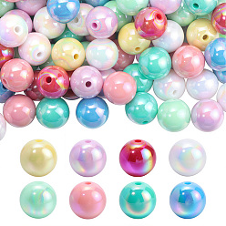 (52) Непрозрачная лаванда 120 шт 8 цвета непрозрачные акриловые бусины, с покрытием AB цвета, круглые, разноцветные, 16x15 мм, отверстие : 2.8 мм, 15 шт / цвет