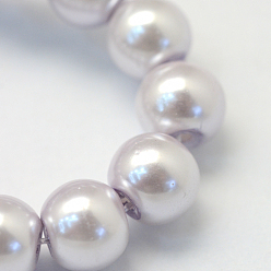 Lavender Baking Painted Pearlized Glass Pearl Round Bead Strands, Lavender, 6~7mm, Hole: 1mm, about 145pcs/strand, 31.4 inch