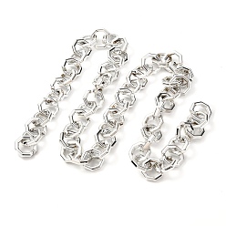 Silver CCB Plastic Boston Link Chains, Octagon, Silver, Link: 25x25x6mm, 39.37 inch(1m) long