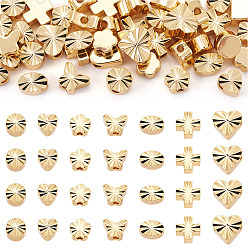 Mixed Shapes 42 шт 7 стили латунные бусины, реальный 18 k позолоченный, разнообразные, 4.5~6x4~6.5x2~3 мм, отверстие : 1.2~1.8 мм