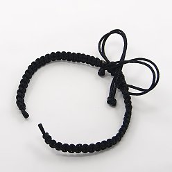Черный Плетеные шнур нейлона для поделок браслет решений, чёрные, 145~155x5x2 мм