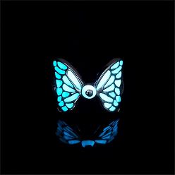 Голубой Кольца-манжеты из эмалевого светящегося сплава, бабочка, голубой, внутренний диаметр: 18 мм