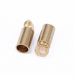 Raw(Unplated) Brass Cord Ends, End Caps, Nickel Free, Column, Unplated, 8x3mm, Hole: 1.5mm, Inner Diameter: 2.5mm