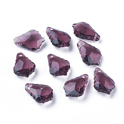 Розово-Коричневый Граненые подвески стекла, лист, розово-коричневый, 16x11x6 мм, отверстие : 1.5 мм