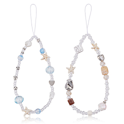 (52) Непрозрачная лаванда Ремешки для мобильных телефонов из синтетической бирюзы, акрила и стекла, морская звезда, разноцветные, 181 мм