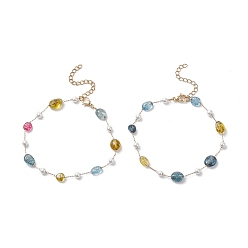 Смешанные камни Самородки натуральных смешанных драгоценных камней и ножной браслет из бисера, ионное покрытие (ip) 316 ювелирные изделия из хирургической нержавеющей стали для женщин, 8-1/8 дюйм (20.5 см)