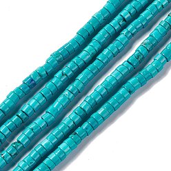 Бирюза Бусины из натурального магнезита, окрашенные, Heishi бусы, Плоский круглый / диск, бирюзовые, 4~5x2~3 мм, отверстие : 1 мм, около 138 шт / нитка, 15.74 дюйм