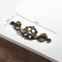 Antique Bronze Alloy Drawer Bail Pulls, Retro Swing Dresser Handle, Cabinet Pulls Handles for Drawer, Doorknob Accessories, Antique Bronze, 119x47mm, Hole Center: 82mm