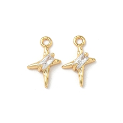 Настоящее золото 18K Латунные микро проложить кубического циркония подвески, звезды прелести, без никеля , реальный 18 k позолоченный, 14x8.5x3 мм, отверстие : 1.5 мм