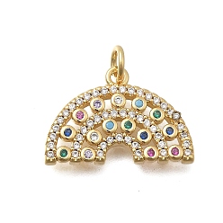 Настоящее золото 18K Латунные микро проложить кубического циркония подвески, радуга, без кадмия и без свинца, стойки покрытие, долговечный, с целью перехода в кольце, реальный 18 k позолоченный, 13.5x19.5x3 мм, отверстие : 3.2 мм