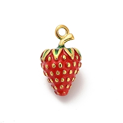 Красный 304 нержавеющей стальной эмали подвески, клубника, ионное покрытие (ip), реальный 18 k позолоченный, красные, 18.5x10.5 мм, отверстие : 1.8 мм