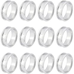 Нержавеющая Сталь Цвет 12шт. нержавеющая сталь с канавками для установки колец на пальцы, кольцевой сердечник, для изготовления инкрустации, цвет нержавеющей стали, размер США 9 (18.9 мм)