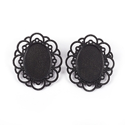 Noir Les résultats de la broche d'alliage de zinc, fleur, noir, 40x34.5x7mm, Plateau: 25x18 mm