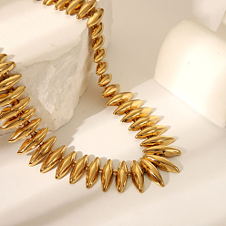 Настоящее золото 18K 304 Женские ожерелья из бисера с шипами из нержавеющей стали в виде конского глаза, реальный 18 k позолоченный, 16 дюйм (40.6 см)