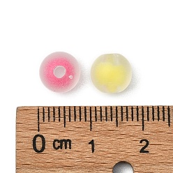 Mixed Color Frosted Acrylic Beads, Bead in Bead, Round, Mixed Color, 7~8mm, Hole: 2mm, about 2030pcs/500g