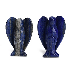 Lapis Lazuli Figurines d'anges sculptées en lapis-lazuli naturel, cadeau de pierre énergétique feng shui pour la décoration de bureau à domicile, 35~38x18.5~20x50~53mm
