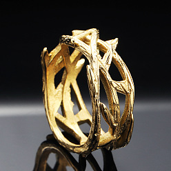 Золотой 304 палец кольца из нержавеющей стали, старинная ветка терновый венец, золотые, размер США 7 (17.3 мм)