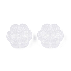 White Opaque Acrylic with Glitter Powder Beads, Flower, White, 12.5x13x4mm, Hole: 1.2mm