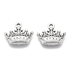 Античное Серебро Сплавочные подвески тибетского стиля, без кадмия и без свинца, корона, античное серебро, 14.5x17.5x2 мм, Отверстие : 1.6 мм , около 1060 шт / 1000 г