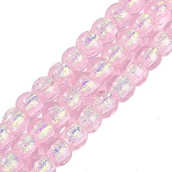 Pink Нити из фольги в технике лэмпворк, рондель, розовые, 10.5x8.5 мм, отверстие : 1 мм, около 40 шт / нитка, 12.99'' (33 см)