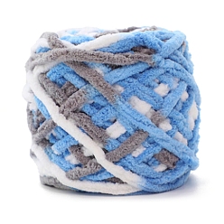 Васильковый Мягкая полиэфирная пряжа для вязания крючком, толстая пряжа для шарфа, пакет, изготовление подушек, сегмент окрашенный, васильковый, 7 мм, около 43.74 ярдов (40 м) / моток