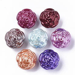Couleur Mélangete Perles de nacre en plastique ABS, fleur, couleur mixte, 24.5x25x21.5mm, trou: 1.5 mm, environ 100 pcs / 500 g