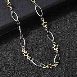 Золотой & Цвет Нержавеющей Стали 304 ожерелья из нержавеющей стали в виде звездочек для женщин, золотые и нержавеющая сталь цвет, 17.72 дюйм (45 см)