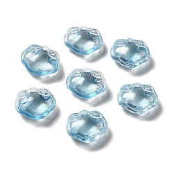 Light Sky Blue Transparent Glass Pendants, Longevity Lock Charms, Light Sky Blue, 14x16x7mm, Hole: 1.2mm