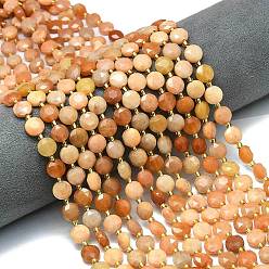 Красный Авантюрин Натуральный красный авантюрин бисер нитей, граненый шестиугольный разрез, плоско-круглые, с бисером, 8~8.5x5 мм, отверстие : 0.8 мм, около 36 шт / нитка, 15.16''~15.24'' (38.5~38.7 см)