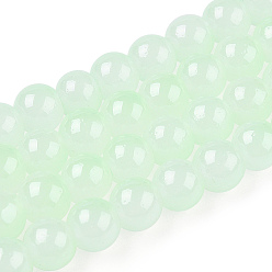 Аквамарин Выпечки окрашены имитация нефрита стекловолокна круглый шарик, два тона, аквамарин, 6~6.5 мм, отверстие : 1 мм, около 138~141 шт / нитка, 30.71~31.10 дюйм (78~79 см)