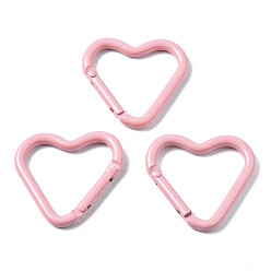Розовый Алюминиевые пружинные кольца ворот, сердце, туманная роза, 40.2~42x43~44x4.5~6 мм