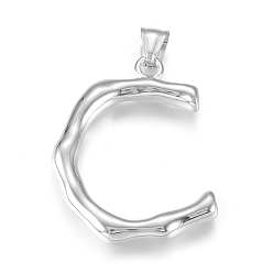 Letter C Устойчивые к потускнению 304 подвески из нержавеющей стали, бамбуковая буква, цвет нержавеющей стали, letter.c, 44x34x5 мм, отверстие : 5x8 мм