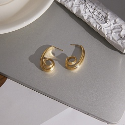 Золотой 304 из нержавеющей стали серьги, спиральный вихрь, золотые, 34.5~35.5x12~13 мм