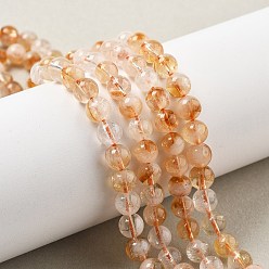 Цитрин Нагретые нити из натуральных цитриновых бусин, круглые, 6.3~6.5 мм, отверстие : 0.5 мм, около 63 шт / нитка, 15.35'' (39 см)