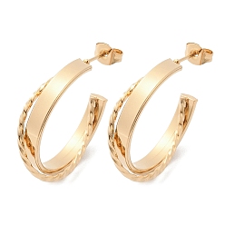 Золотой Серьги из 201 нержавеющей стали, с 304 штифтов из нержавеющей стали, вакуумное покрытие pvd, c-образный, золотые, 24.5x6 мм
