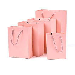 Pink 10 шт. 5 размеры подарочные пакеты из крафт-бумаги набор, с ручкой, прямоугольные, розовые, 12~18x5.7~10x16~28 см, 2шт / размер