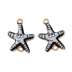 Gris Clair Breloques de connecteur en alliage d'émail sur le thème de l'océan, or et de lumière, étoiles de mer, gris clair, 21x16x2mm, Trou: 1.8mm
