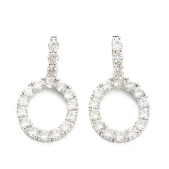 Letter O Латунные микропаве прозрачные подвески с фианитом, буквы, letter.o, 19~22.5x10.5~20x2.5 мм, отверстие : 9.5x6 мм