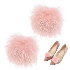 Pink Пряжка для обуви из искусственного меха норки, круглые, розовые, 50x17.5 мм, 2 шт / комплект