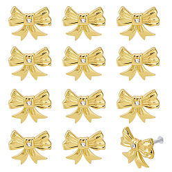 Gold Zinc Alloy & Iron Drawer Cabinets Handles, with Screw, Bowknot, Gold, 35.5~37x43~44x18mm