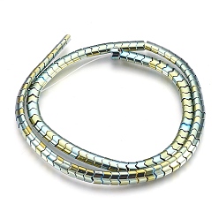 Зеленое Покрытие Гальванизировать немагнитных синтетический гематит нитей бисера, полированный, волна, зеленый покрытием, 5.5x4x3 мм, отверстие : 1 мм, около 120~122 шт / нитка, 15.7 дюйм ~ 16.1 дюйм (40~41 см)