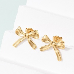 Настоящее золото 14K 304 из нержавеющей стали серьги, ионное покрытие (ip), бантом, реальный 14 k позолоченный, 14.5x17 мм