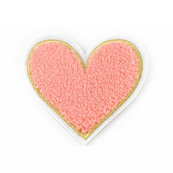 Лосось Ткань компьютеризированная вышивка ткань гладить/пришивать заплатки, сердце, salmon, 75x70 мм