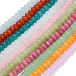 (52) Непрозрачная лаванда Натуральный Malaysia нефритовые бусы пряди, окрашенная и подогревом, рондель, разноцветные, 8~8.5x4.5~5.5 мм, отверстие : 0.9~1 мм, около 74~76 шт / нитка, 15.08''~15.35'' (38.3~39 см)