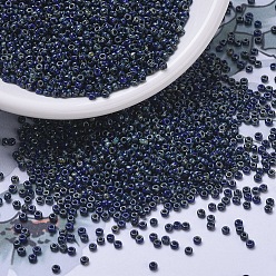 (RR4518) Opaque Cobalt Picasso MIYUKI Round Rocailles Beads, Japanese Seed Beads, (RR4518) Opaque Cobalt Picasso, 11/0, 2x1.3mm, Hole: 0.8mm, about 1100pcs/bottle, 10g/bottle
