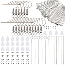 Нержавеющая Сталь Цвет Наборы для изготовления ювелирных изделий своими руками, в том числе 304 крючки для сережек, соединительные кольца и штифты из нержавеющей стали, пластиковые гайки для ушей, цвет нержавеющей стали
